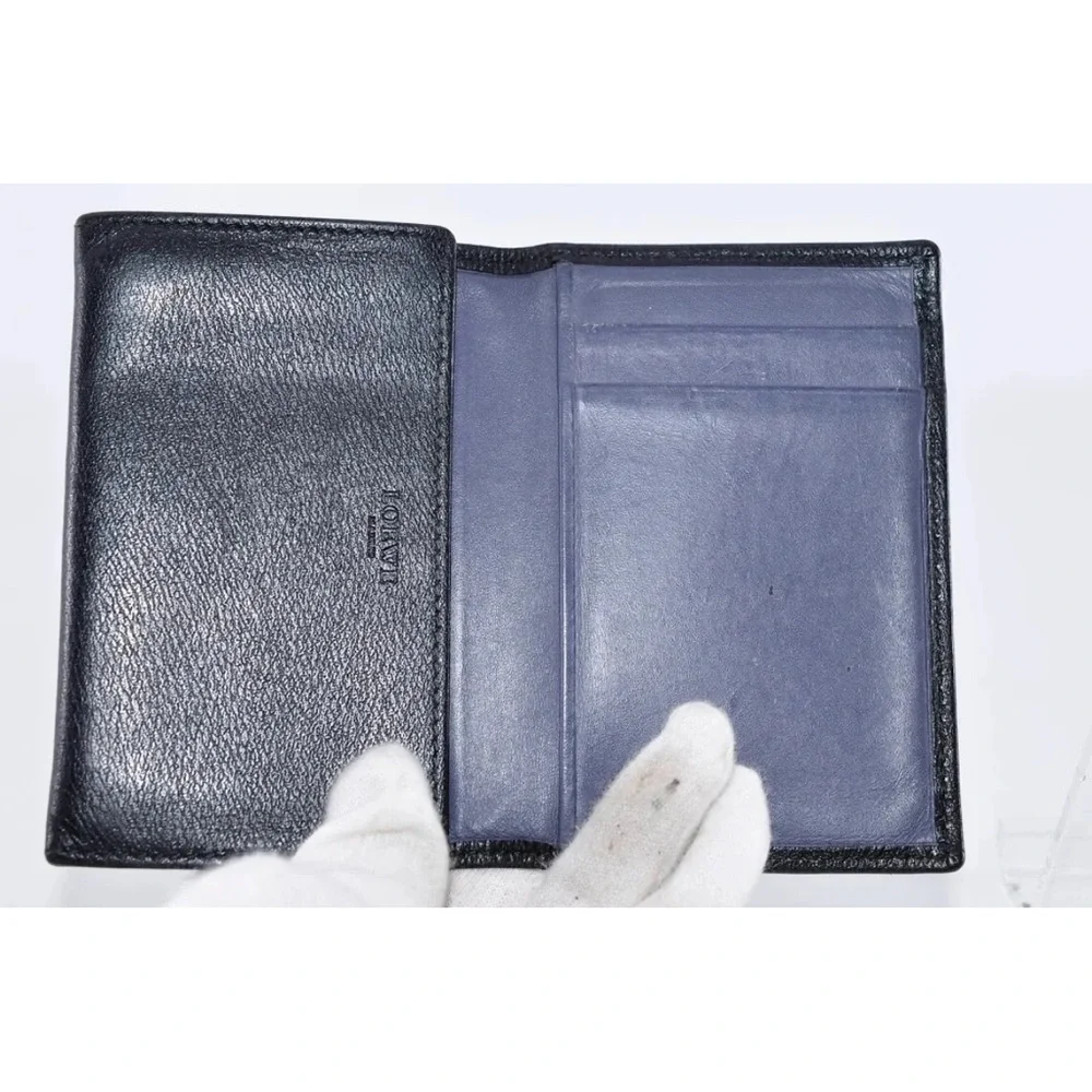 LOEWE Anagram Card Case Leather Black (Inside) is Blue Used Authentic EUC